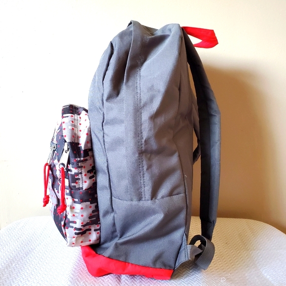 Jansport Grey Red Backpack Adjustable Straps School Hiking Pack Work - Picture 6 of 11
